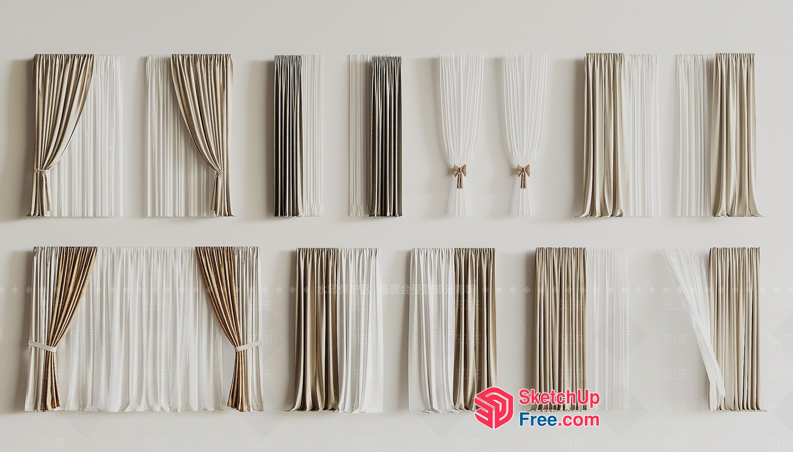 Various Curtain Styles 3D SketchUp File