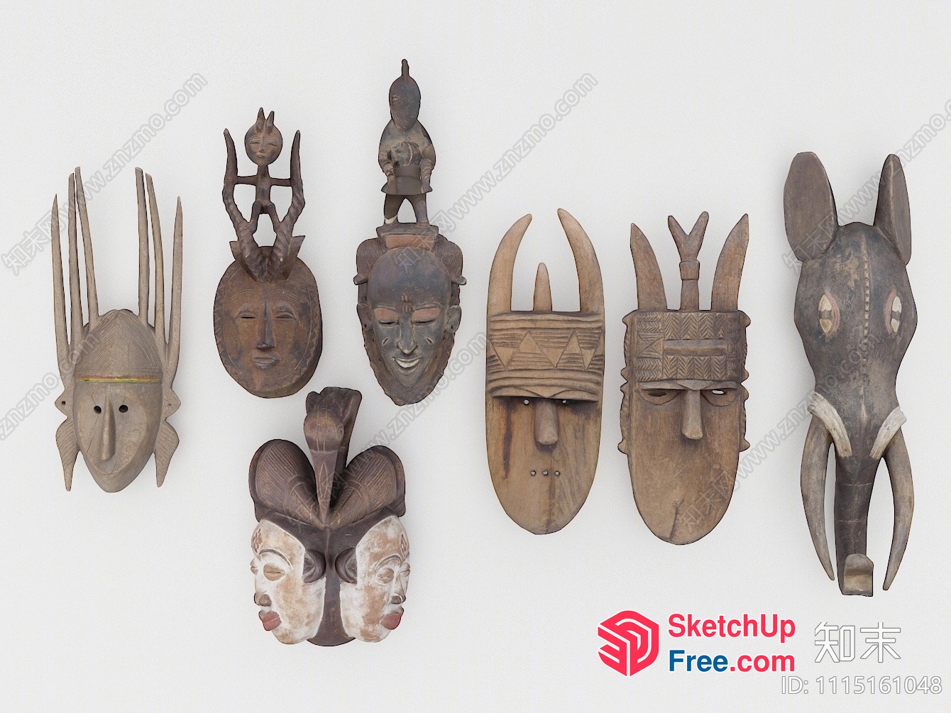 Exotic African Tribal Masks Collection 3D SketchUp File