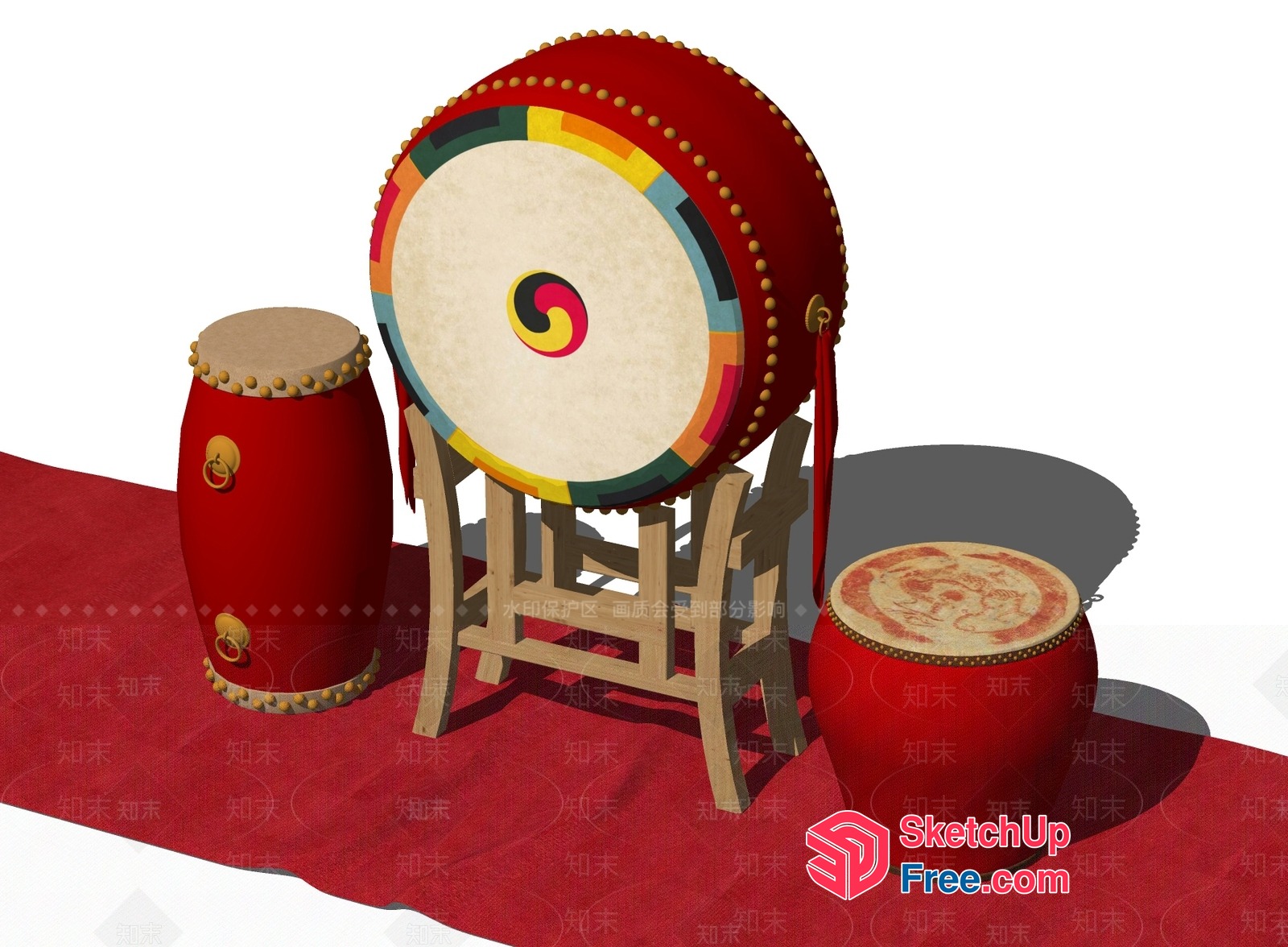 Traditional Asian Drum Set 3D SketchUp File
