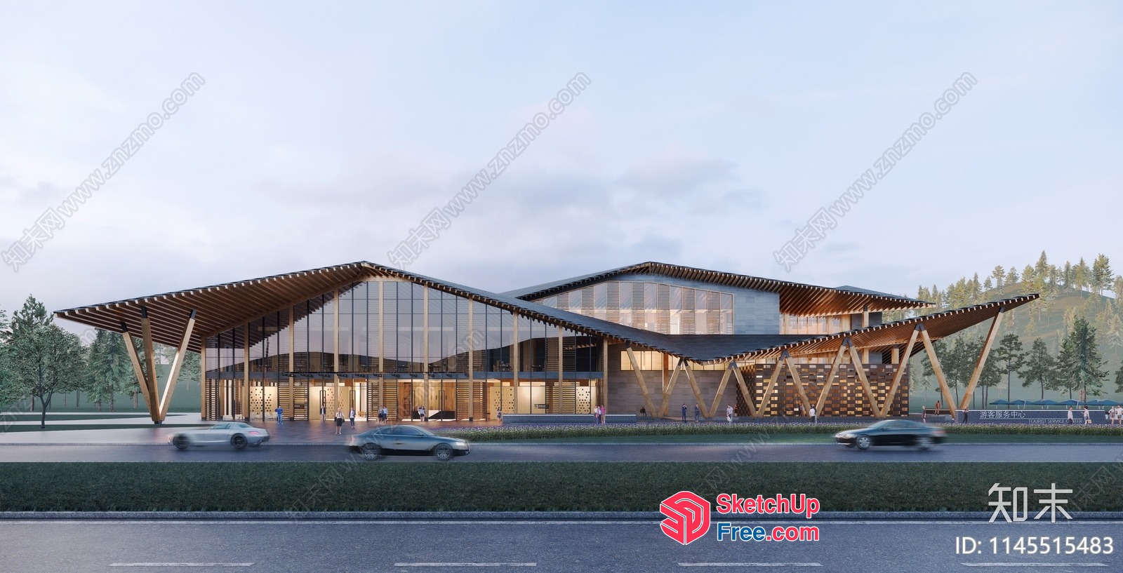 Modern Building Exterior With Glass Curtain Wall 3D SketchUp File