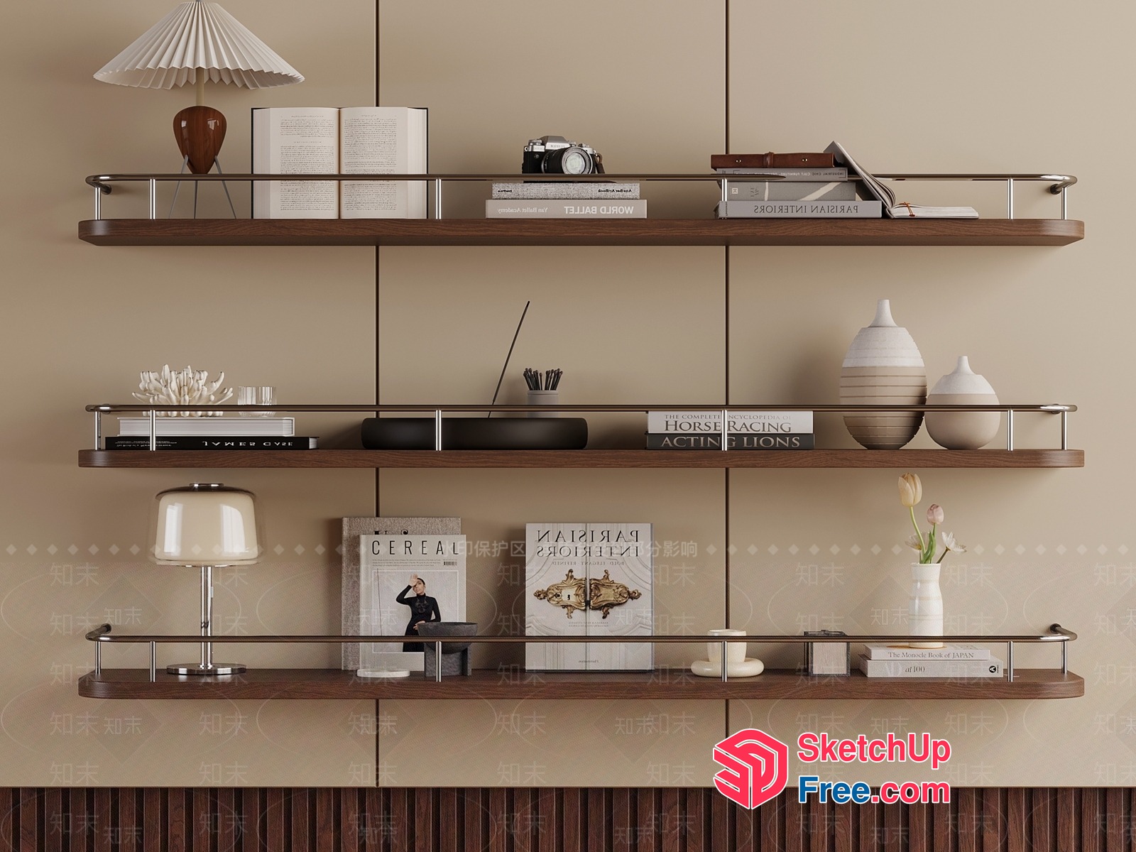 Elegant Mid-Century Modern Shelf Decor 3D SketchUp File