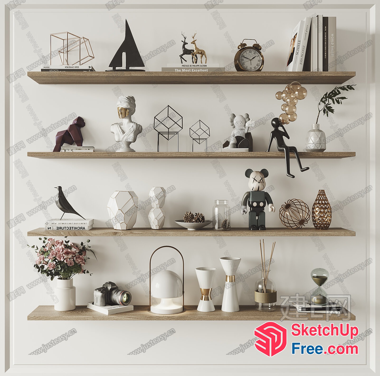 Modern Minimalist Decorative Shelf Collection 3D SketchUp File