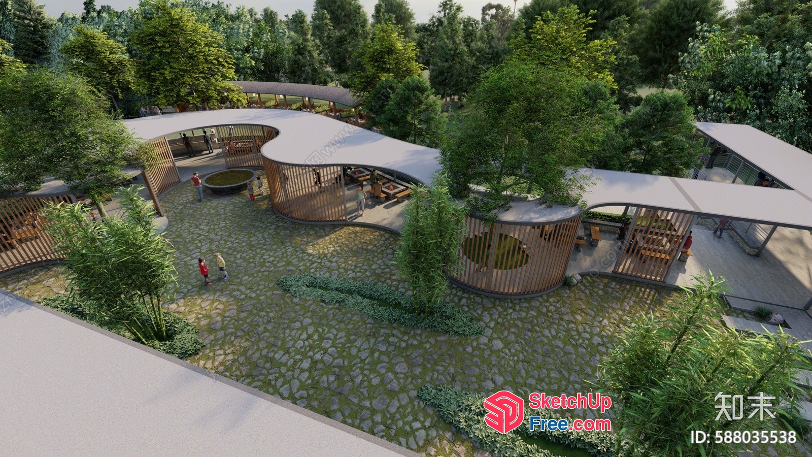 Modern Exterior Design With Natural Elements 3D SketchUp File
