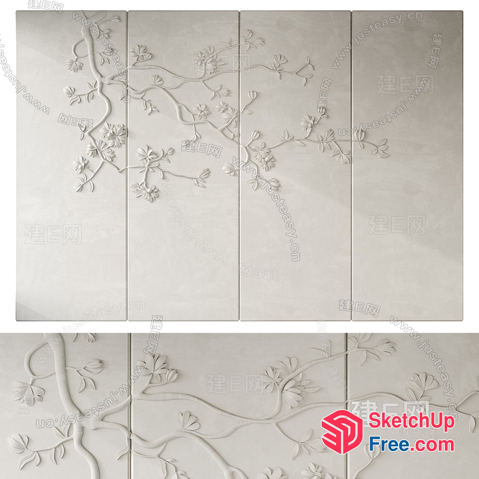 Aesthetic Embossed Tree Branches 3D SketchUp File