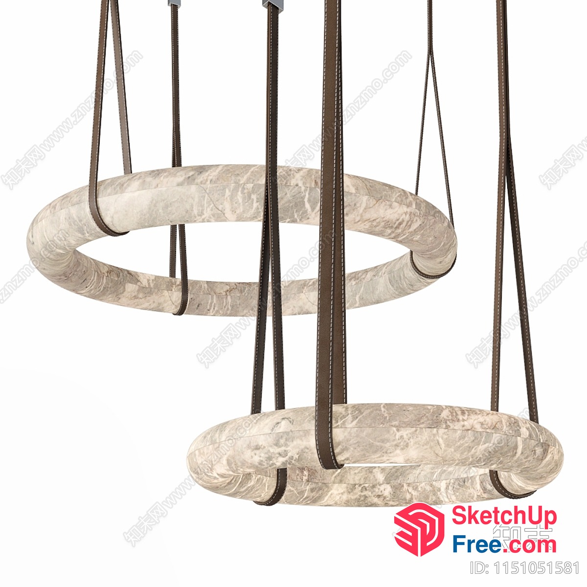 Marble-Rimmed Ring-Shaped Hanging Light Fixture 3D SketchUp File
