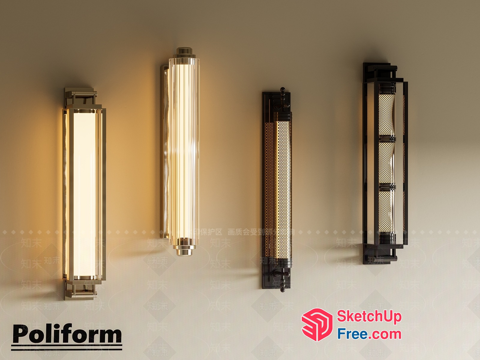 Poliform Wall Sconces With Glass Tubes 3D SketchUp File