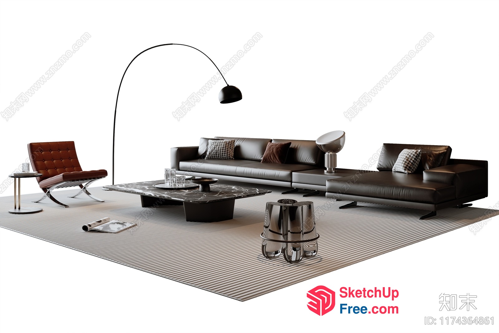 Modern Minimalist Living Room With Sleek Furniture 3D SketchUp File
