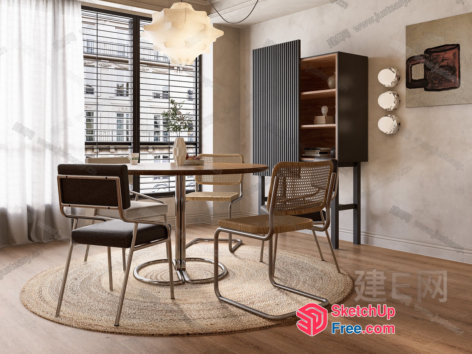 Minimalist Style Dining Room With Natural Light 3D SketchUp File
