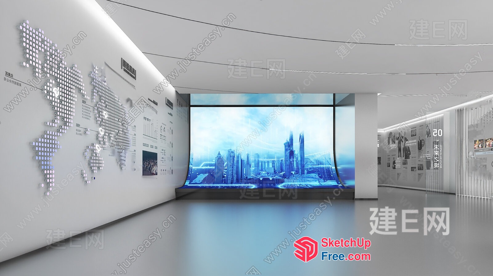 Futuristic Cityscape On A Large Screen 3D SketchUp File