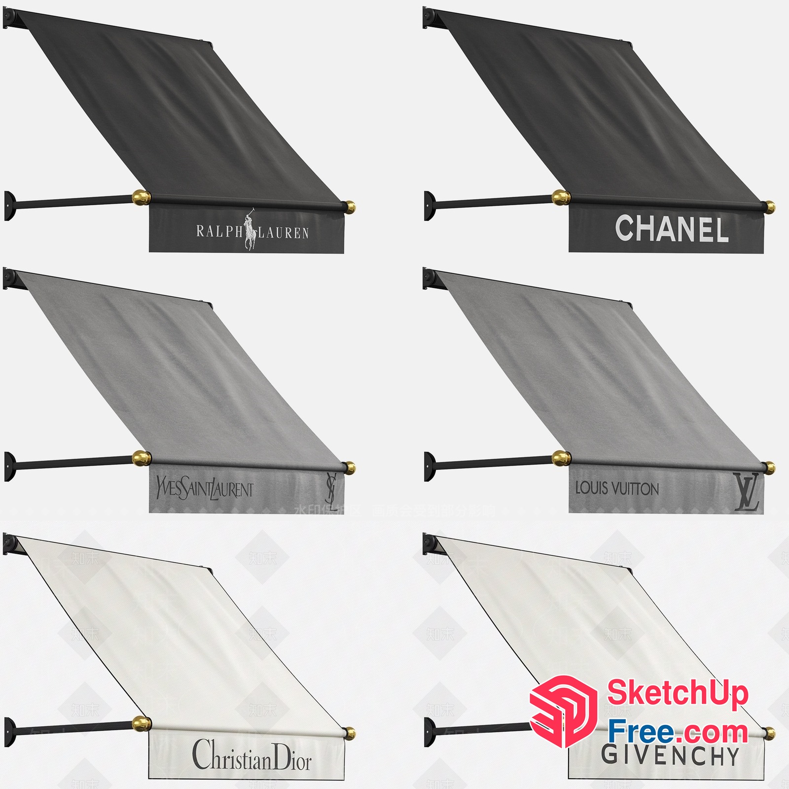Luxury Fashion Brand Wall Hanging Canopy 3D SketchUp File