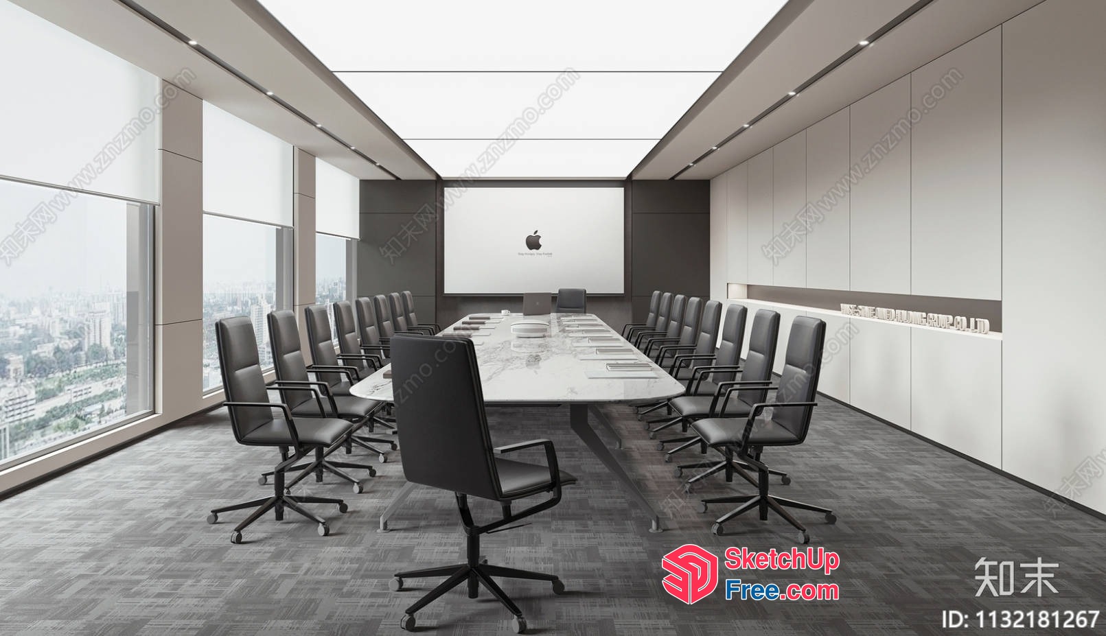 Modern Office Conference Room With Apple Logo 3D SketchUp File