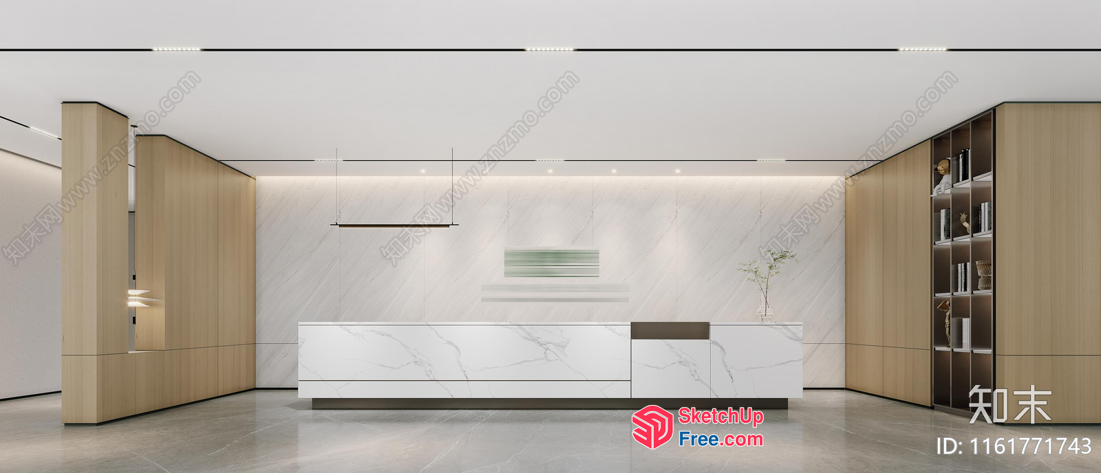 Modern Office Reception Area With Sleek White Marble 3D SketchUp File