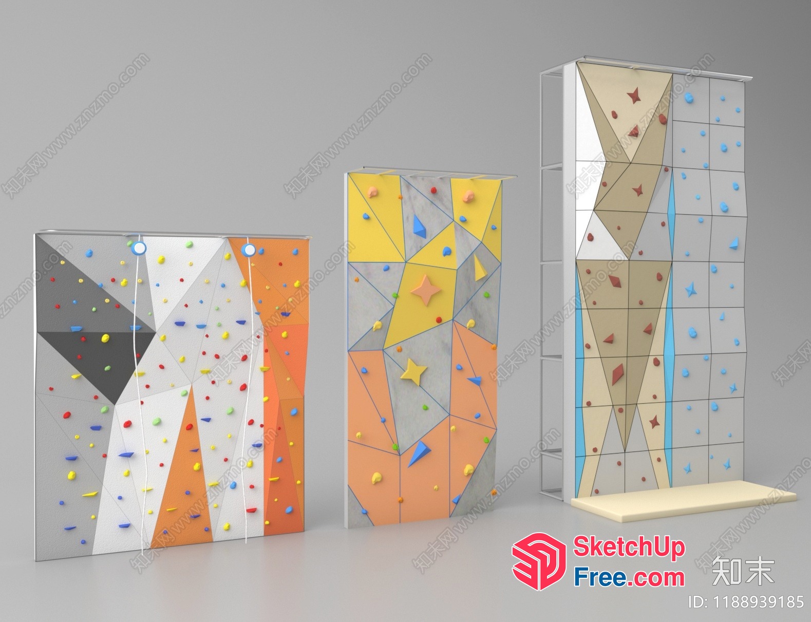 Colorful Climbing Wall Arrangement 3D SketchUp File