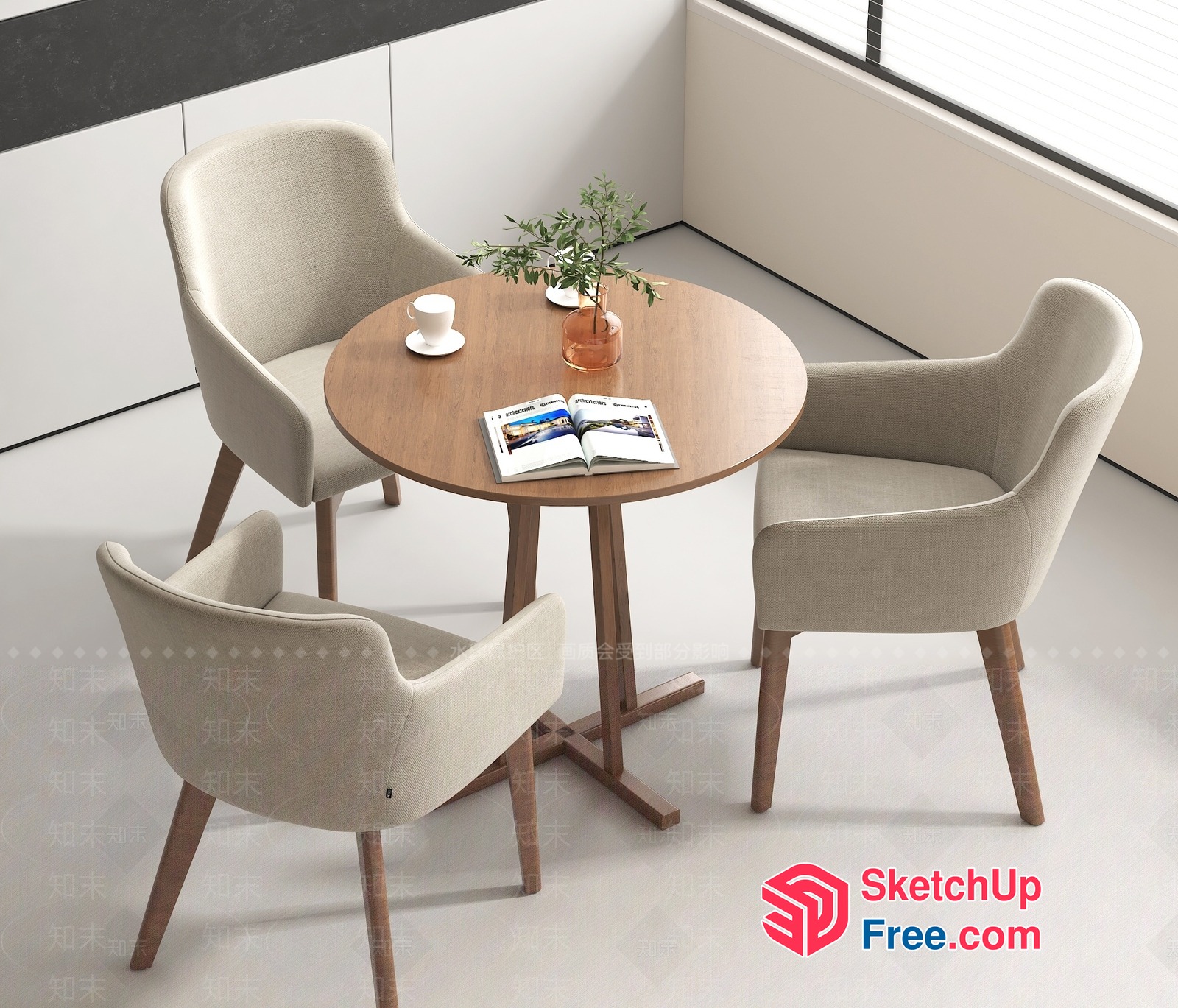 Minimalist Style Table And Chairs 3D SketchUp File