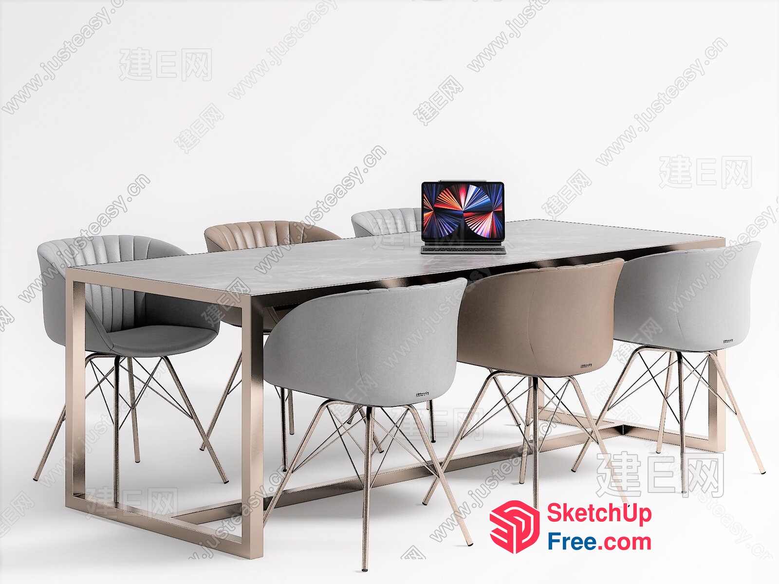 Modern Minimalist Office Workspace With Sleek Furniture 3D SketchUp File