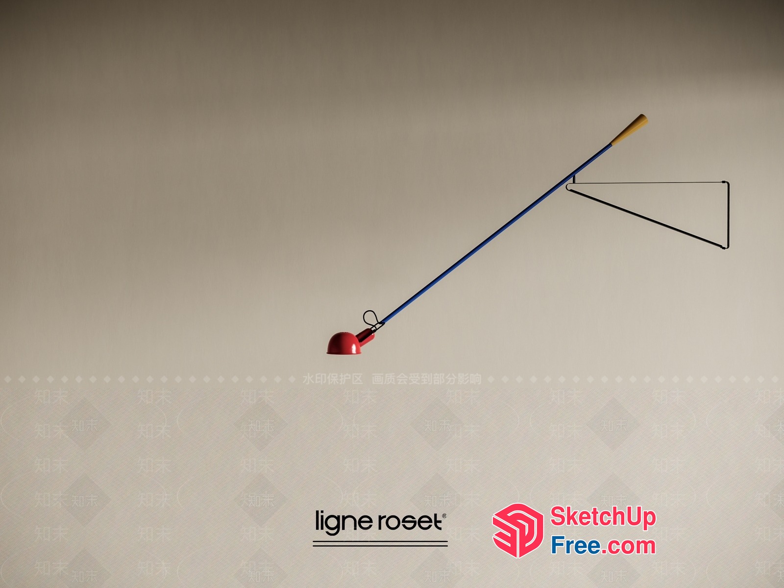 Long Arm Lamp In Red And Blue 3D SketchUp File