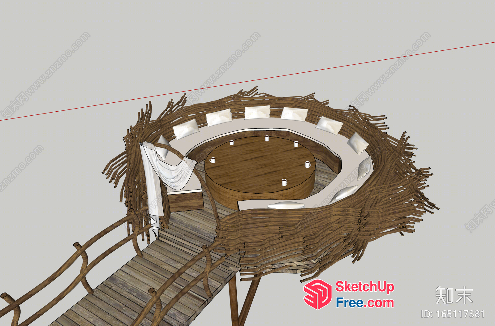 Cozy Treehouse Dining Area 3D SketchUp File