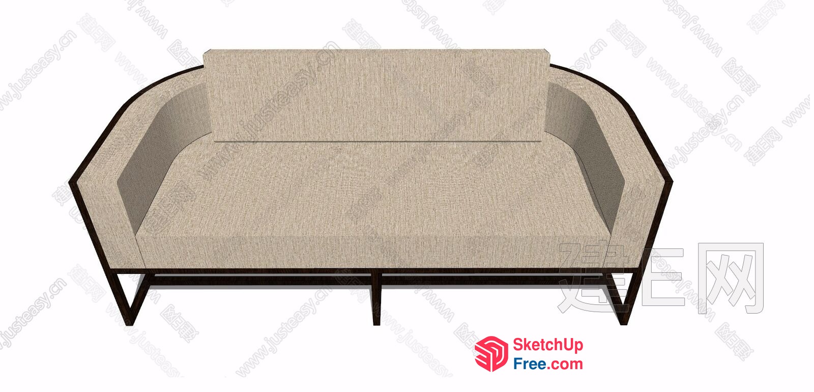 Modern Creamy Style Sofa With Black Metal Frame 3D SketchUp File