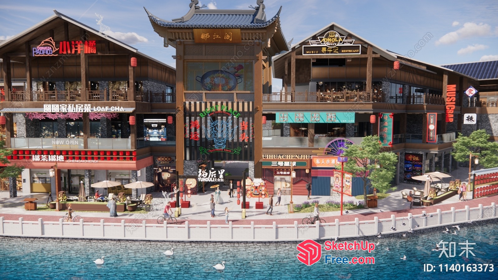 Asian Street Market 3D SketchUp File