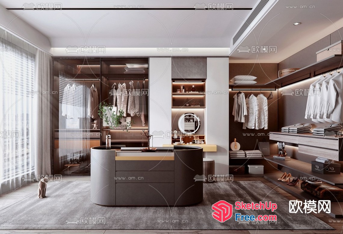 Modern And Elegant Walk-In Closet 3D SketchUp File