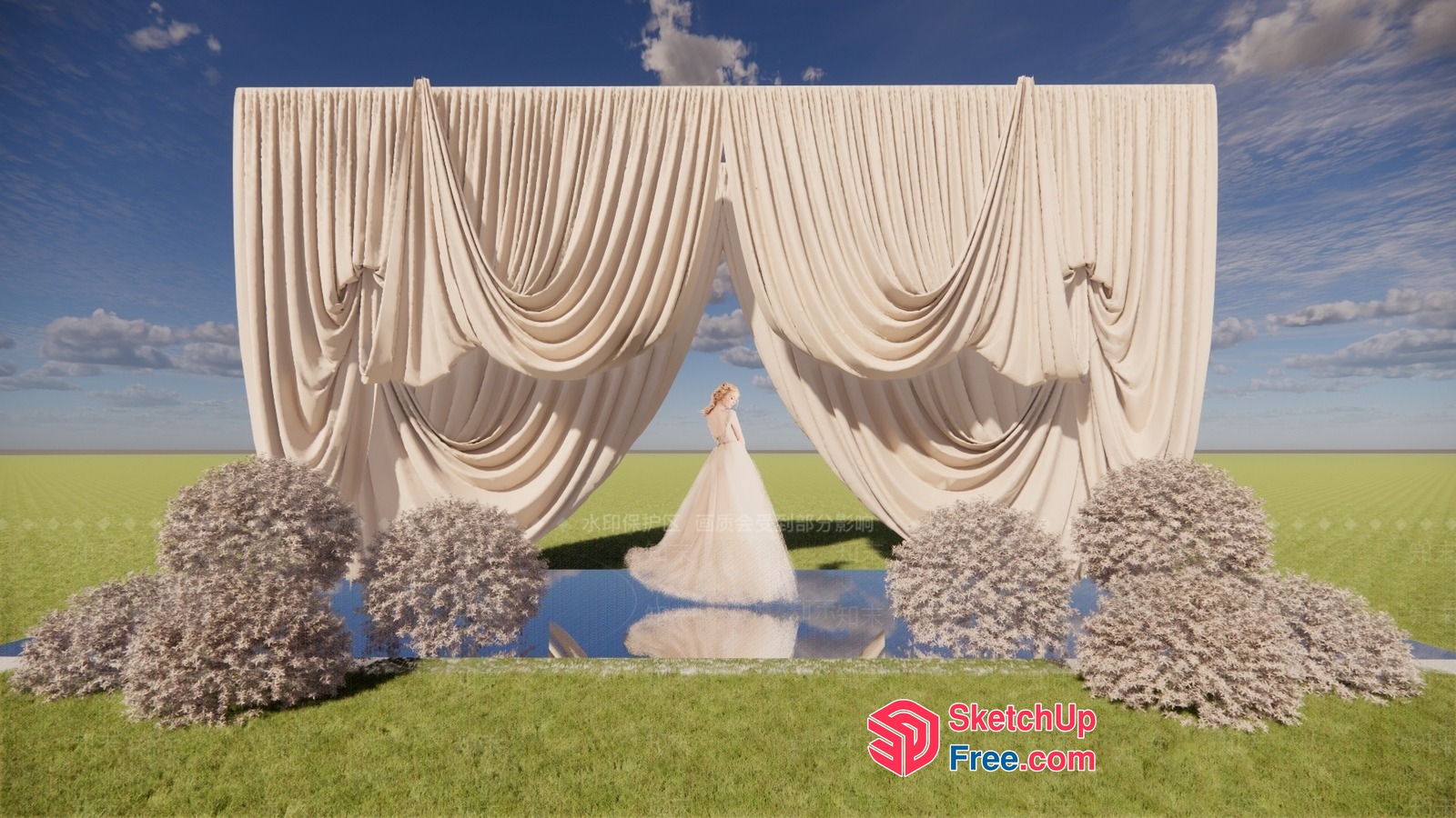 Elegant Wedding Ceremony Scene 3D SketchUp File