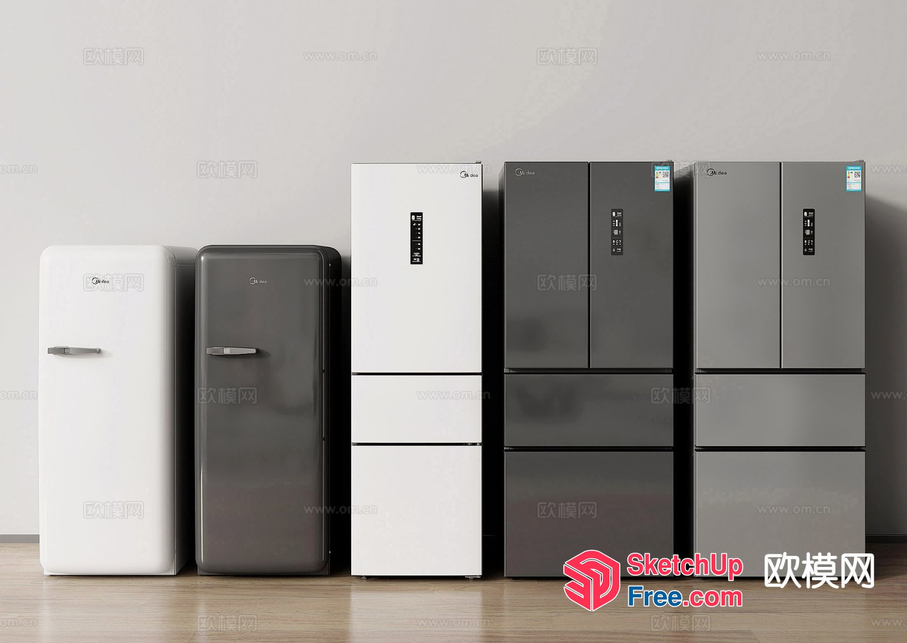 A Collection Of Refrigerators In Various Styles And Colors 3D SketchUp File