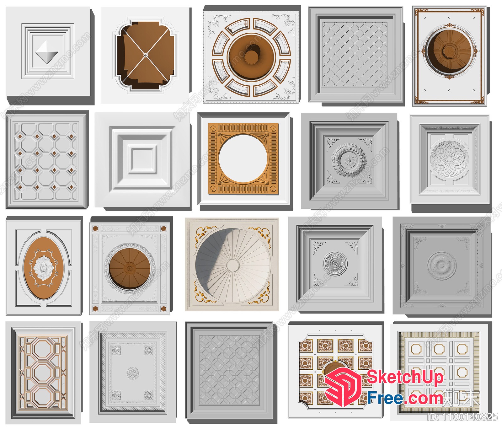 Classic Ceiling Decorations Collection 3D SketchUp File