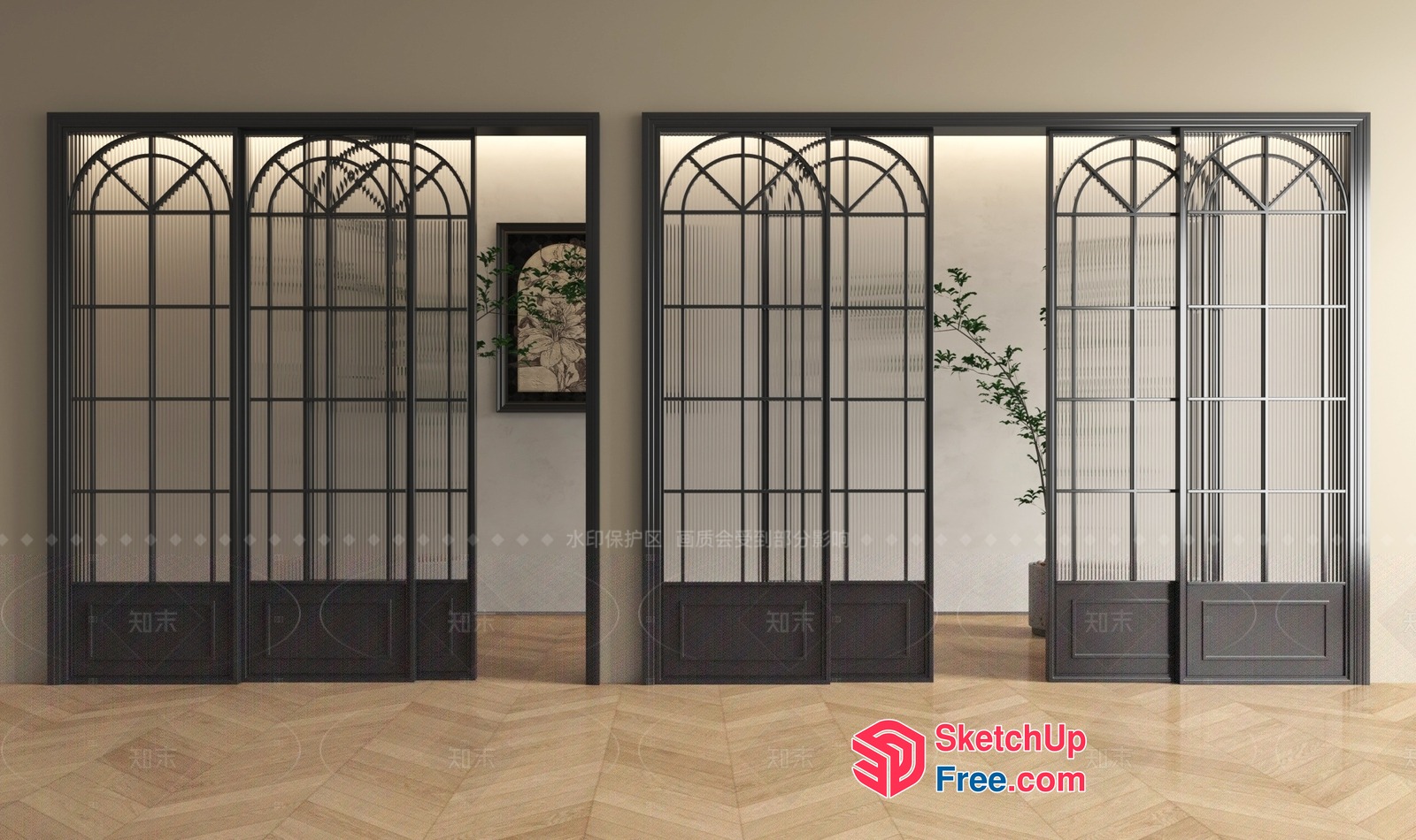 Elegant Partition Screen With Arched Details 3D SketchUp File