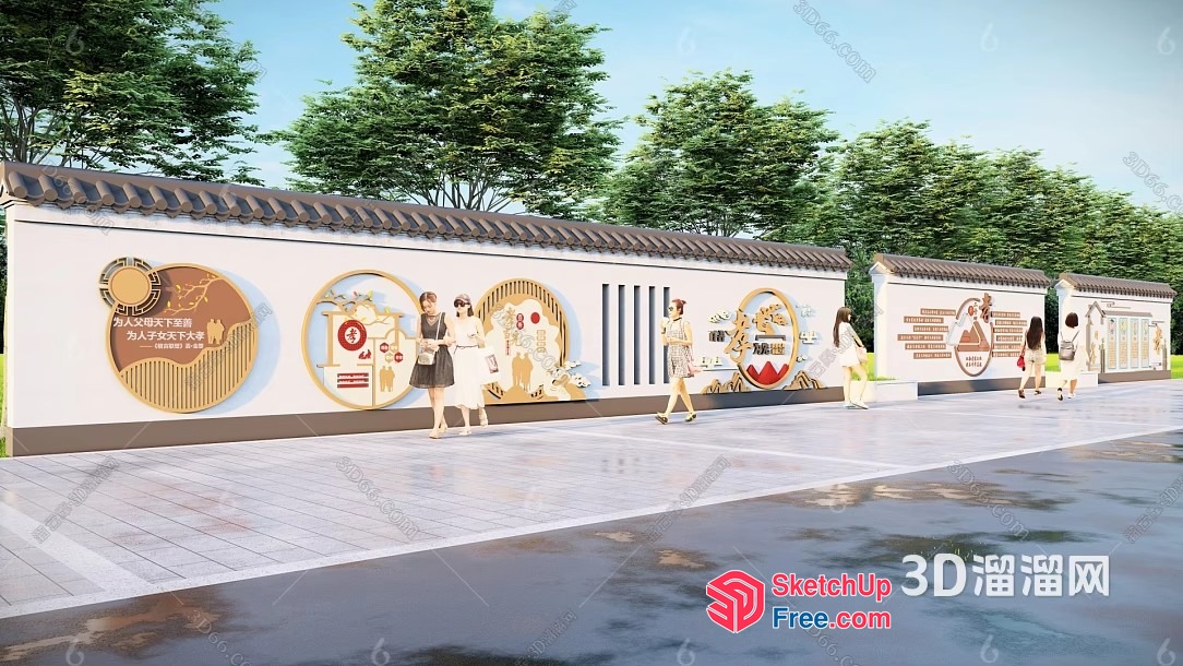 Asian-Style Outdoor Decorations 3D SketchUp File