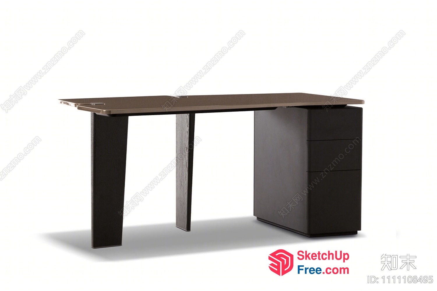 Modern Office Desk With Built-In Storage 3D SketchUp File