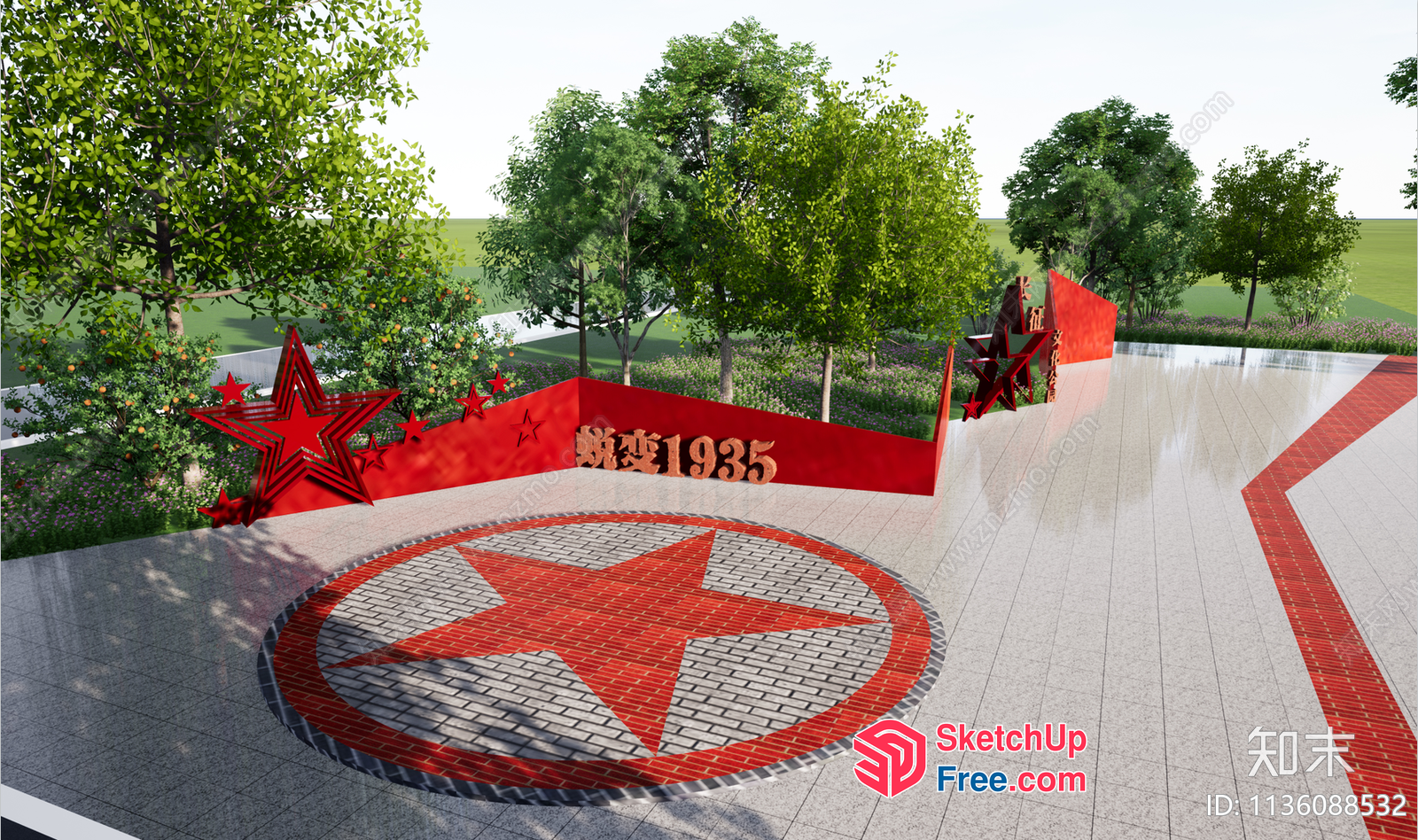 Red Star Mosaic Design 3D SketchUp File