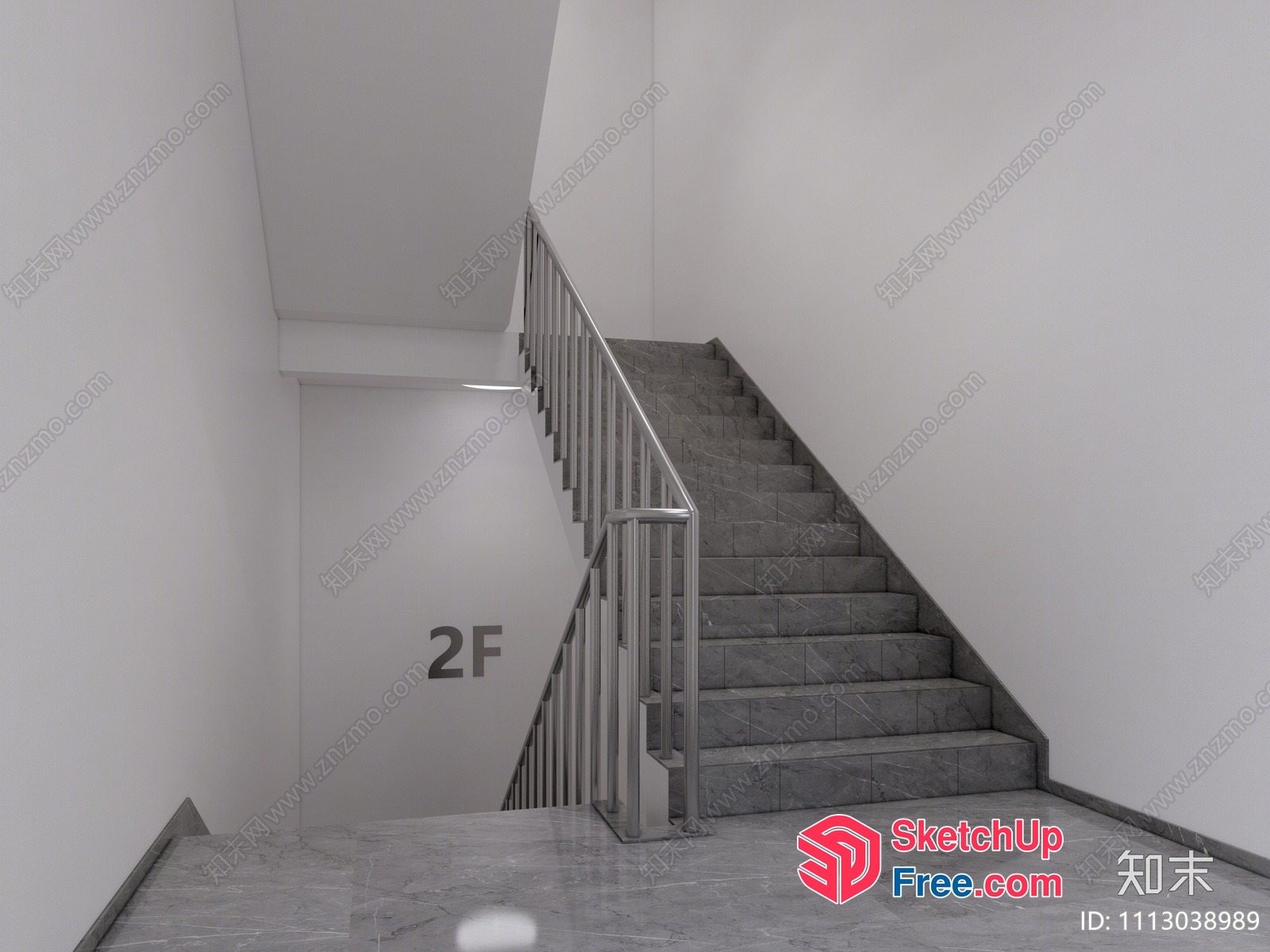 Staircase In A Minimalist-Style Interior 3D SketchUp File