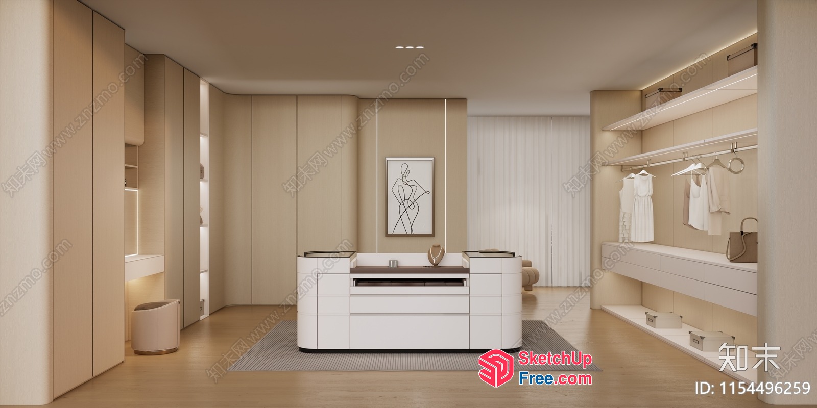 Modern Minimalist Creamy Style Home Interior 3D SketchUp File
