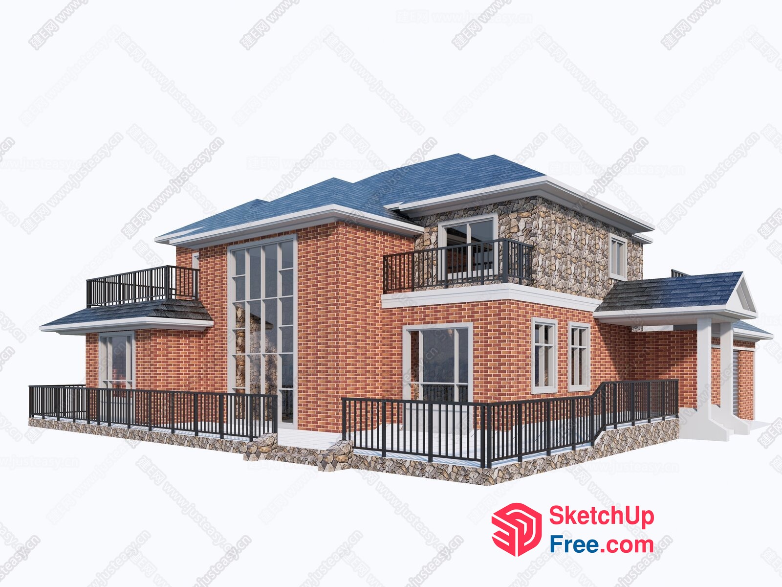 European Style Villa With Balconies And Staircase 3D SketchUp File