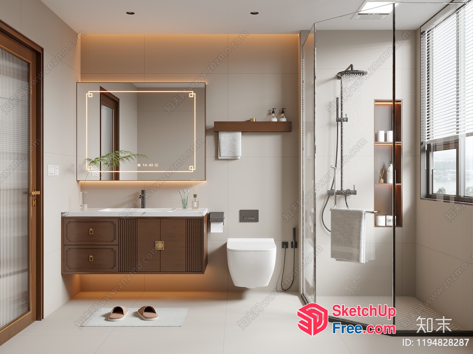 Modern Bathroom With Elegant Lighting And Fixtures 3D SketchUp File