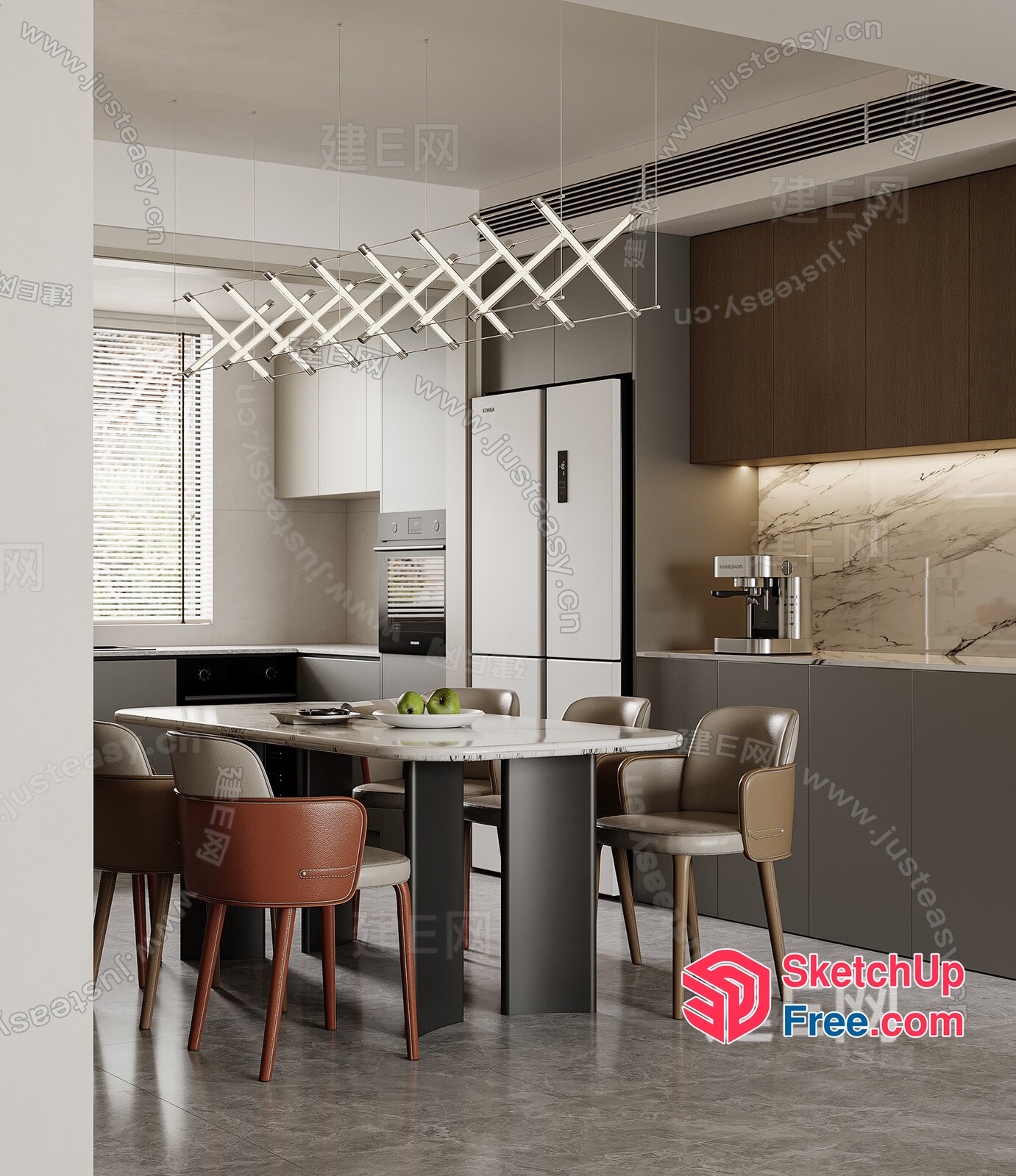 Modern Minimalist Dining Room With Sleek White Table 3D SketchUp File