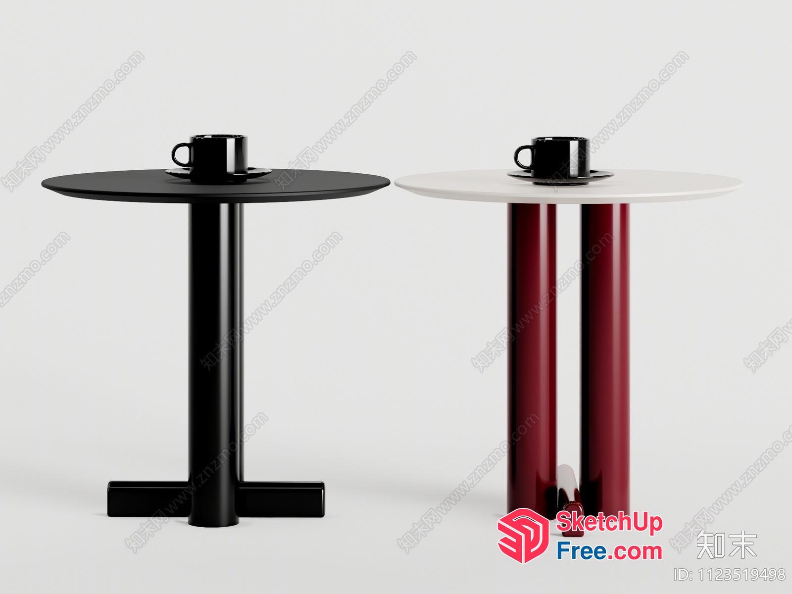 Two Tables With Cups On Them 3D SketchUp File