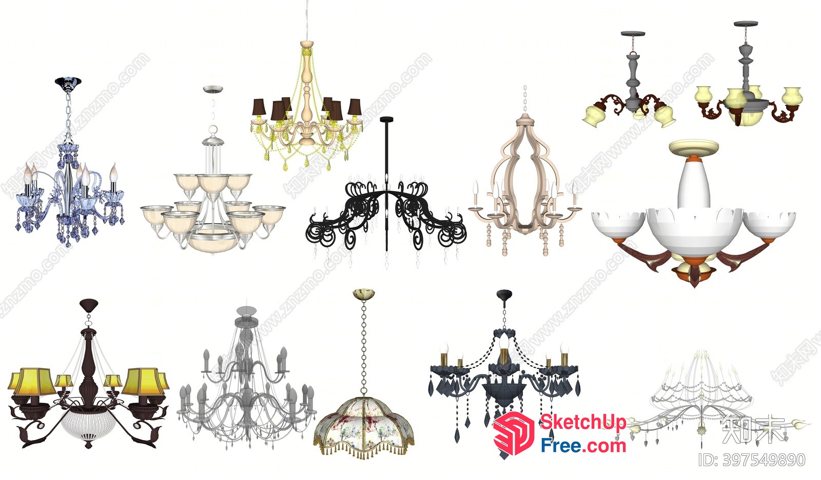 Elegant Chandeliers Collection 3D SketchUp File