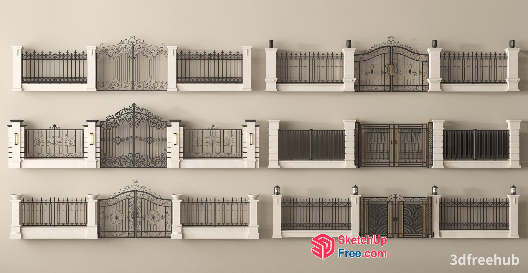 Ornate Metal Fences And Gates 3D SketchUp File