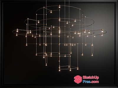 Suspended Light Fixture With Ornate Metalwork 3D SketchUp File