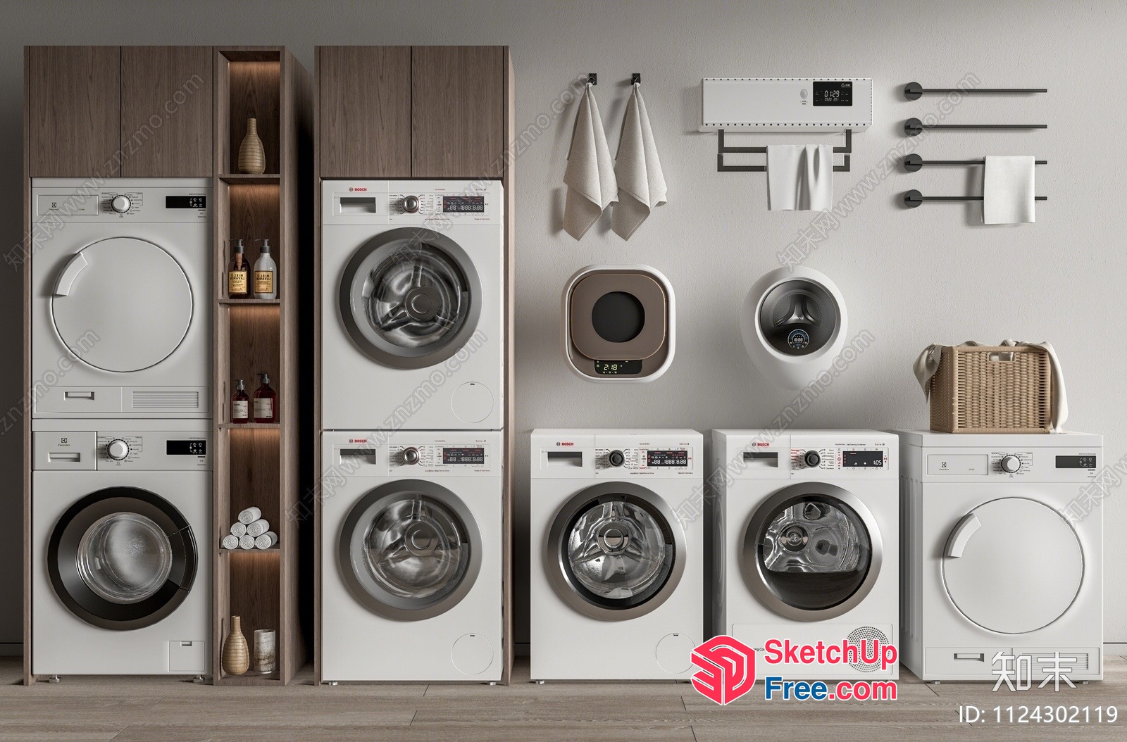 Modern Laundry Room With Sleek Appliances 3D SketchUp File
