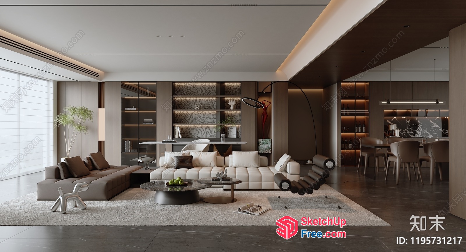 Modern Minimalist Living Room With Sleek Furniture And Neutral Color Scheme 3D SketchUp File