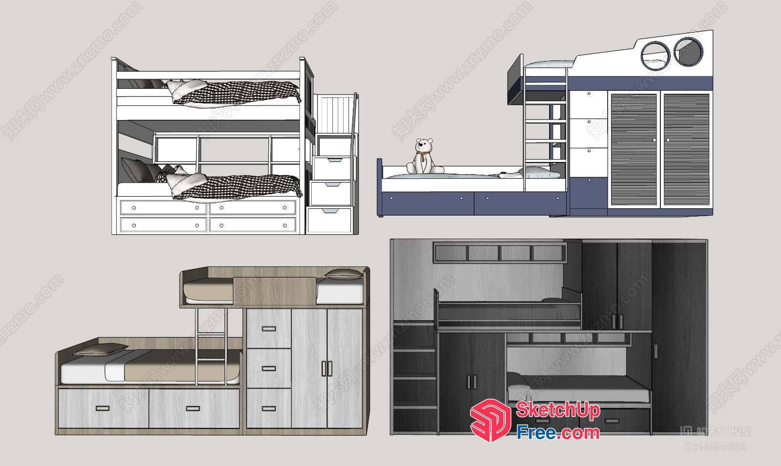 Modern Bunk Bed Designs For Versatile Living 3D SketchUp File