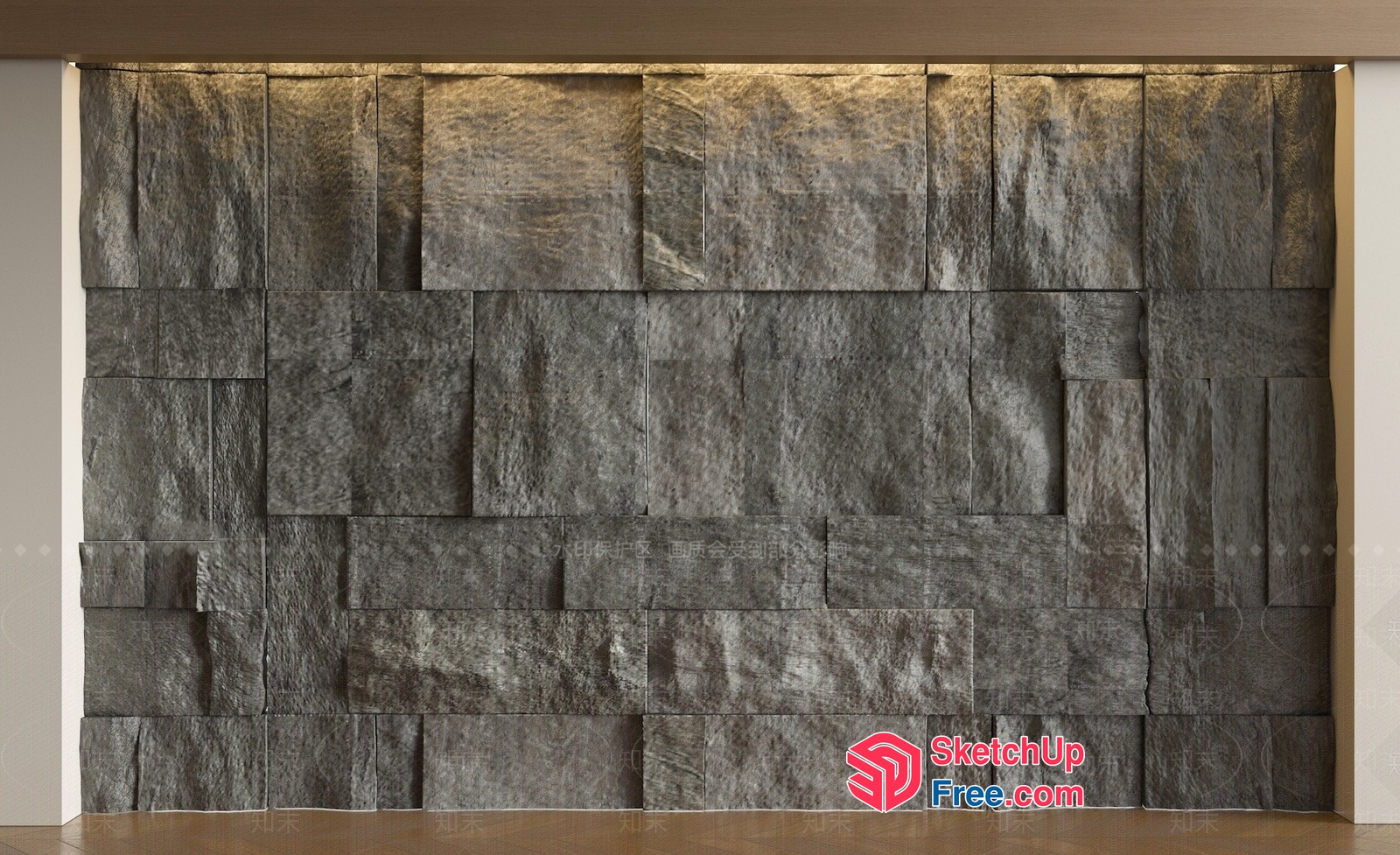 Modern Stone Wall Interior Design 3D SketchUp File
