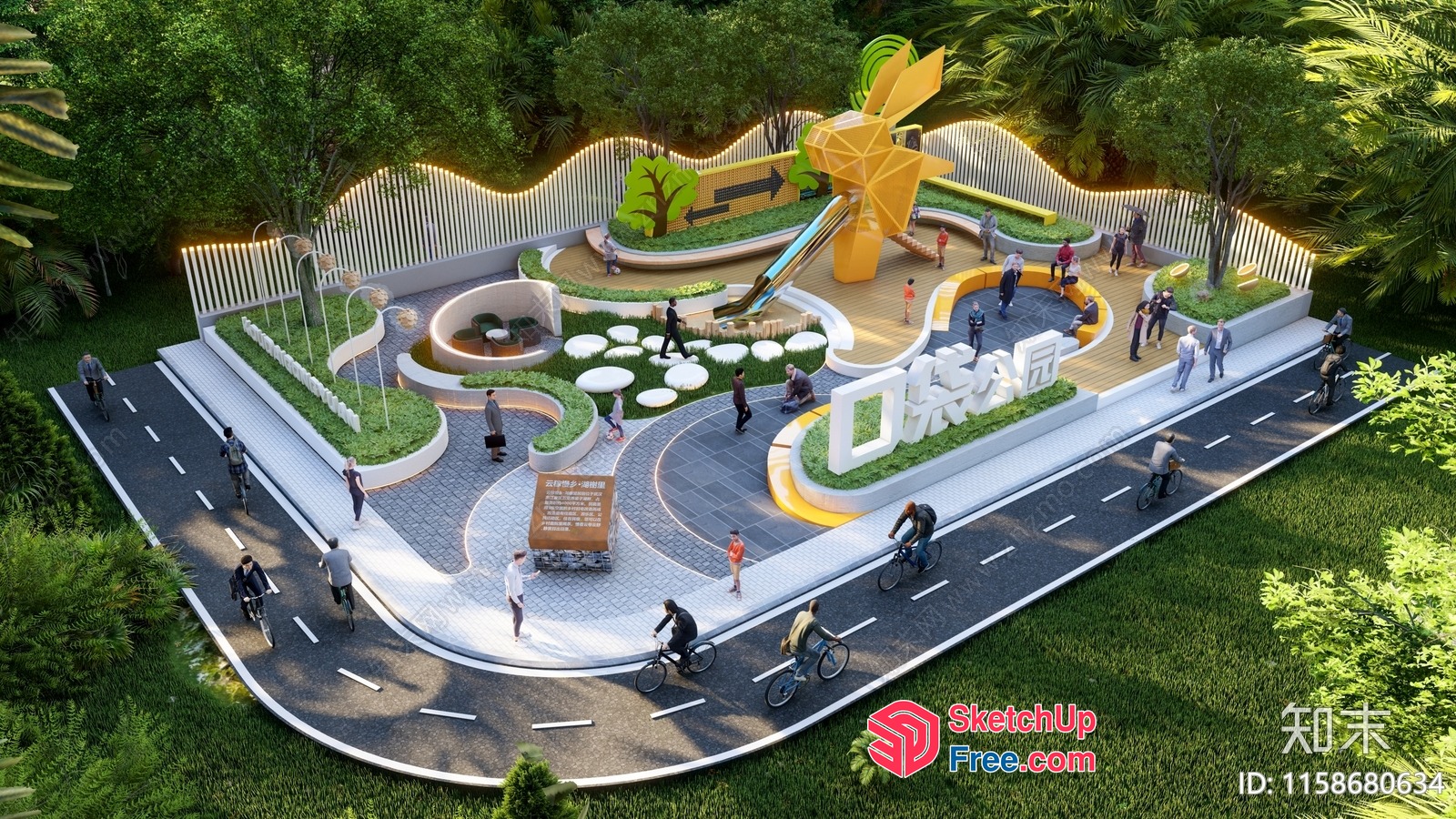 3D Rendering Of A Vibrant Public Park With Modern Design 3D SketchUp File