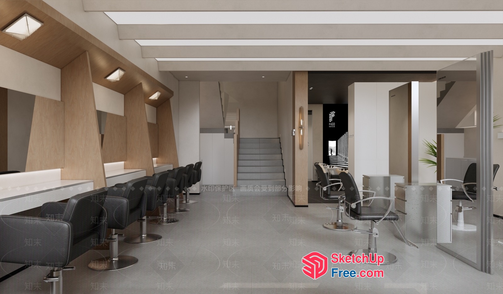 Modern Salon Interior With Sleek Furniture And Natural Light 3D SketchUp File