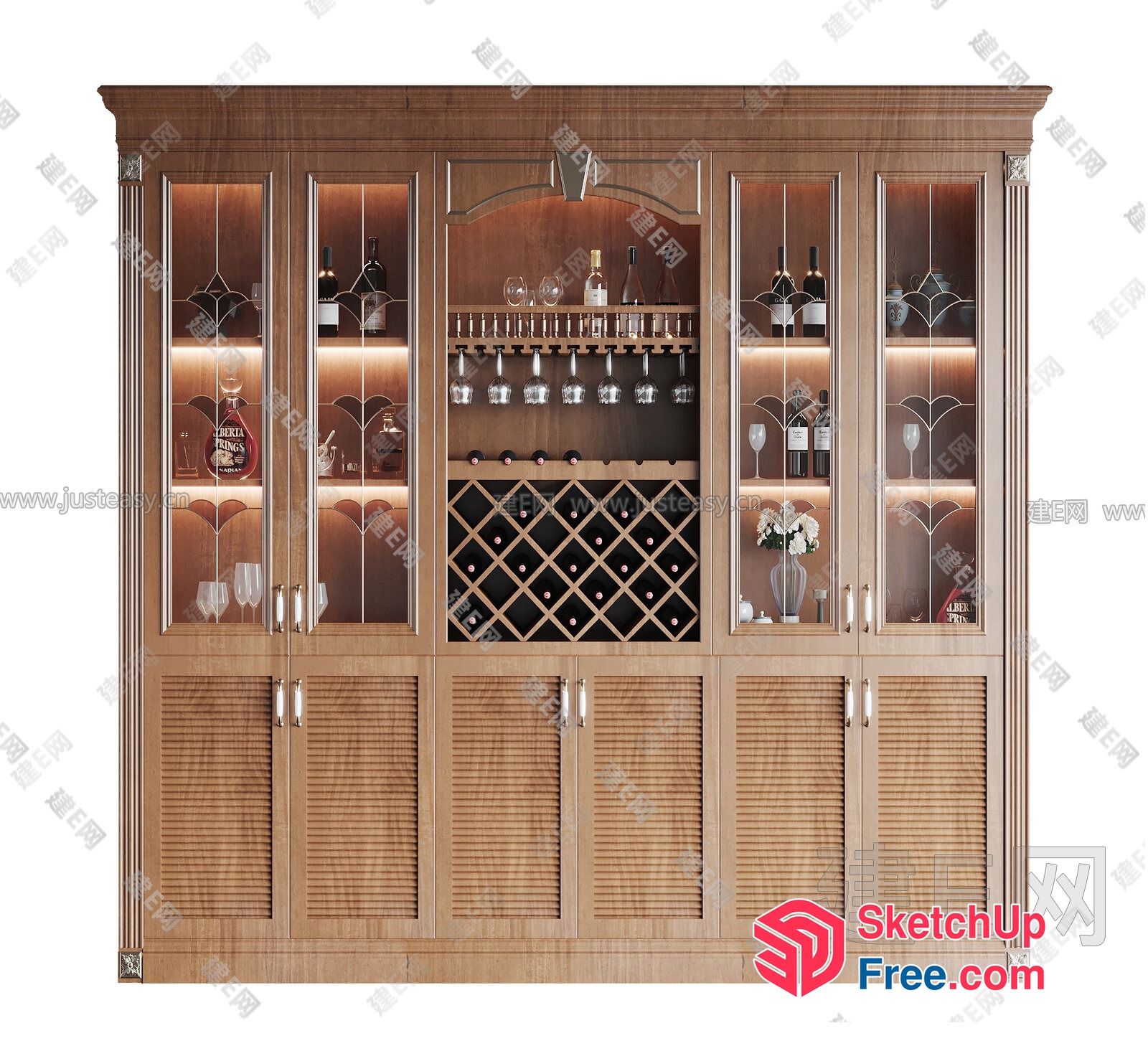 Elegant Wine Storage And Display Cabinet 3D SketchUp File