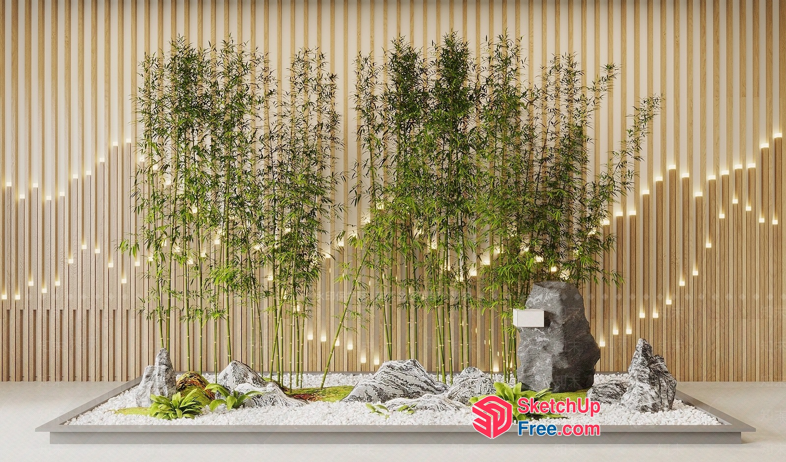 Minimalist Japanese-Style Garden Interior 3D SketchUp File