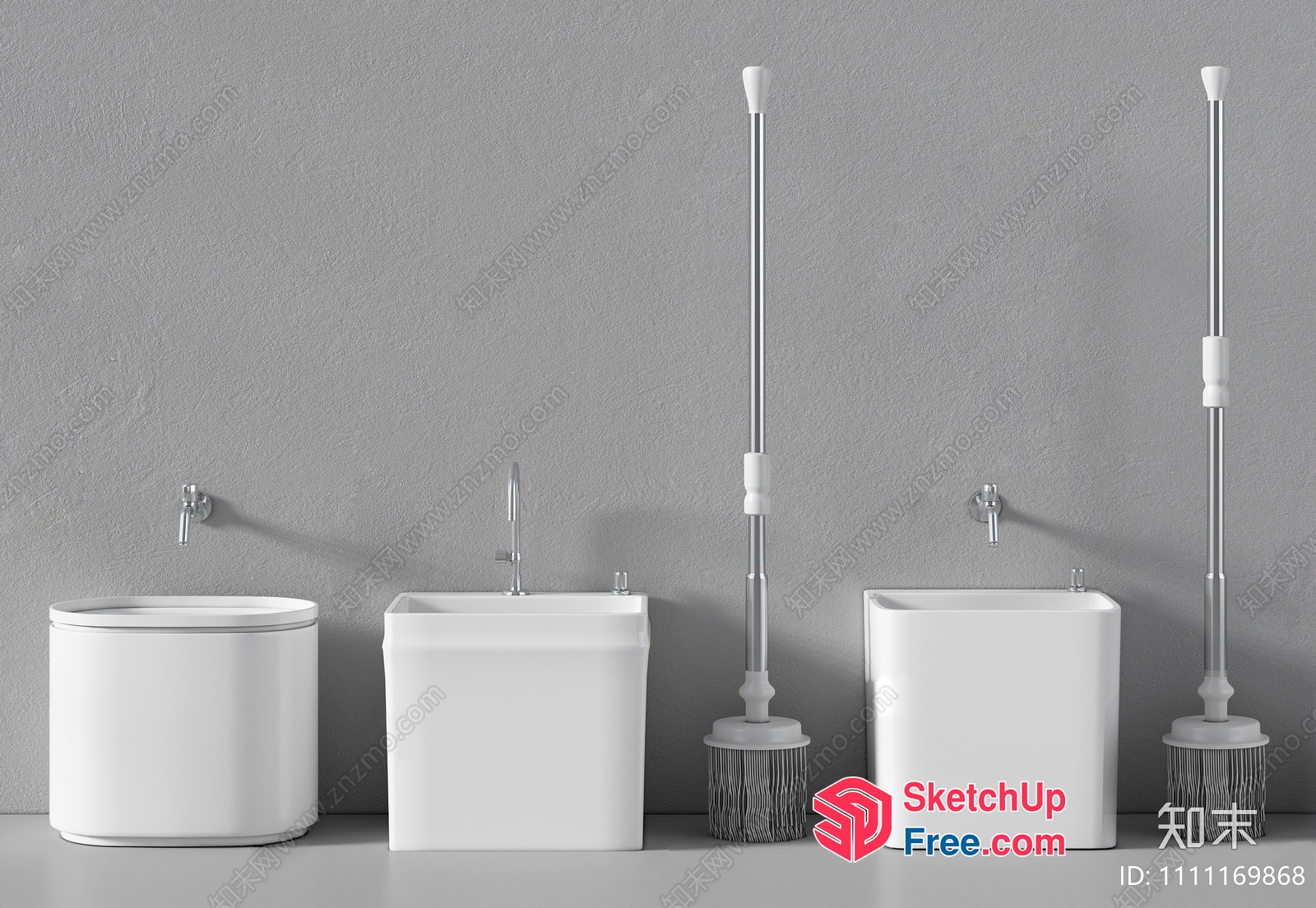 White Modern Bathroom Fixtures 3D SketchUp File
