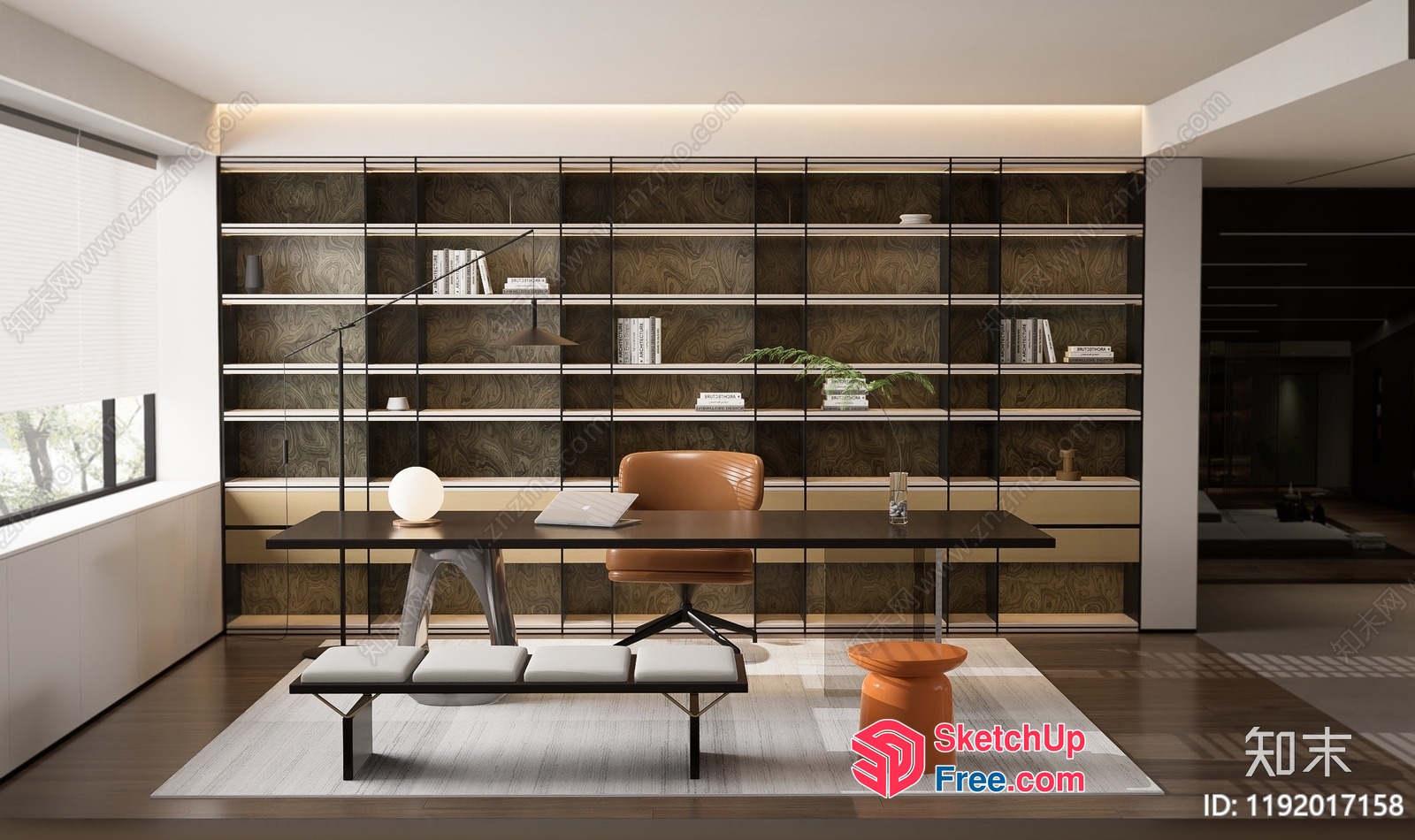 Modern Minimalist Office Interior With Natural Wood Accents 3D SketchUp File